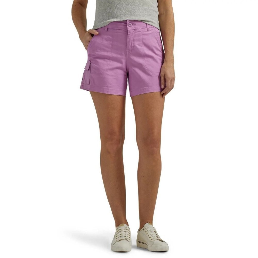 Lee® Women's Mid Rise Ultra soft Comfort Waist Cargo Short Size 20 Pansy 5"